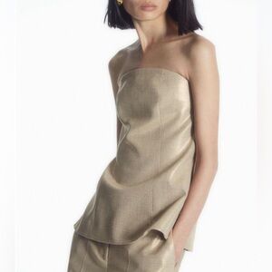 COS • Gold Beige Metallic Hopsack Bustier Size 2